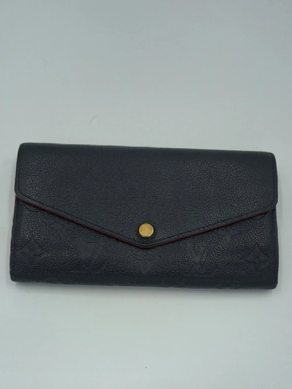 Louis Vuitton Dark Navy Empreinte Leather Sarah Wallet with Gold Tone Snap